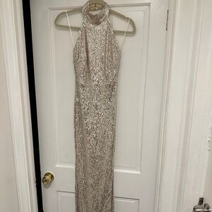 Halter Maxi Sequin Dress with slit